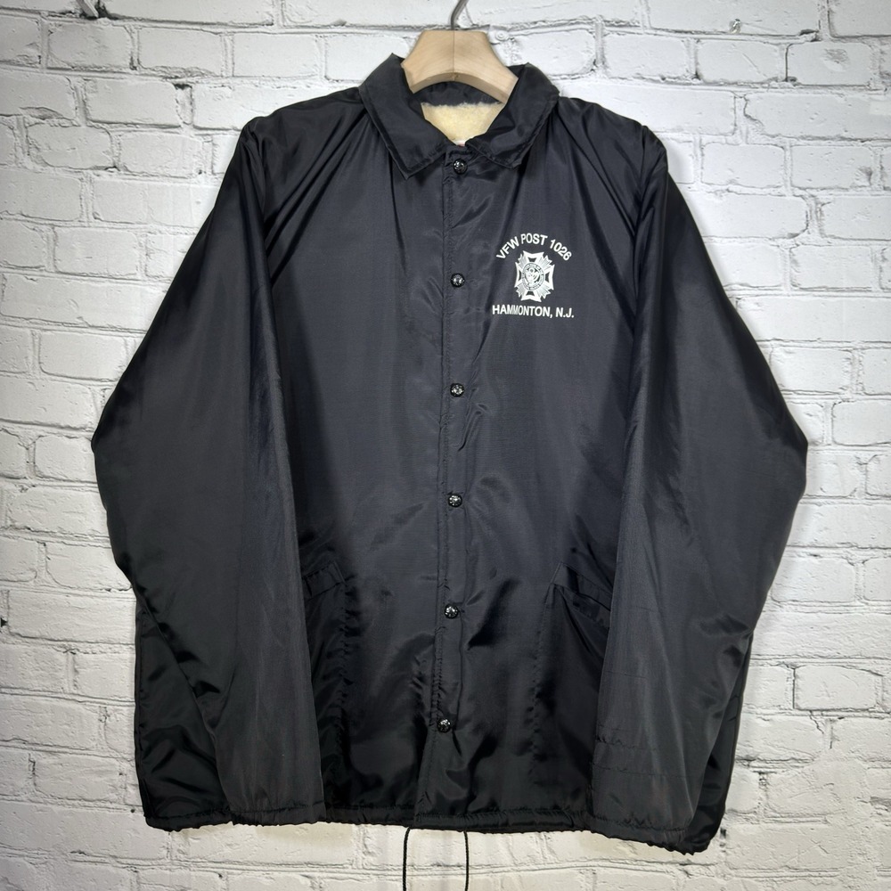 Vintage King Louie‎ Pro Fit Sherpa Lined Snap Jacket XL VFW Post 1026 USA Union